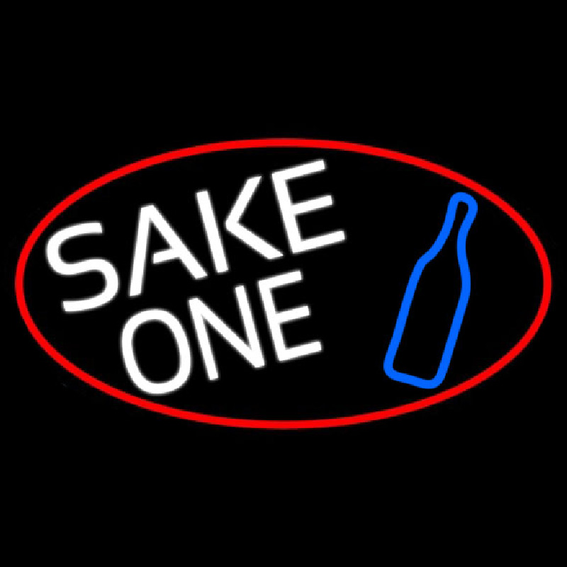 Sake One And Bottle Oval With Red Border Neontábla