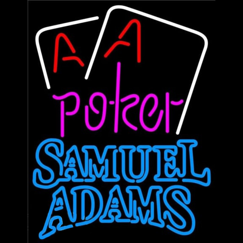 Samuel Adams Purple Lettering Red Aces White Cards Beer Sign Neontábla