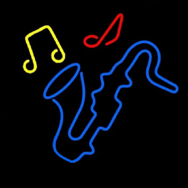 Saxophone With Musical Notes Neontábla