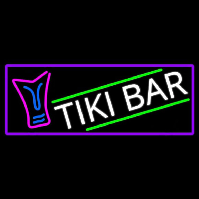 Sculpture Tiki Bar With Purple Border Neontábla