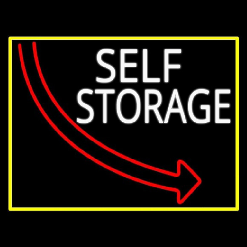 Self Storage Block With Yellow Border Neontábla