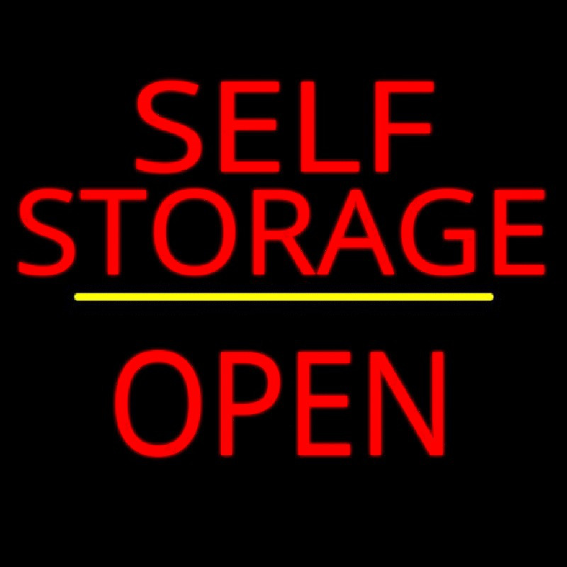 Self Storage Open Yellow Line Neontábla