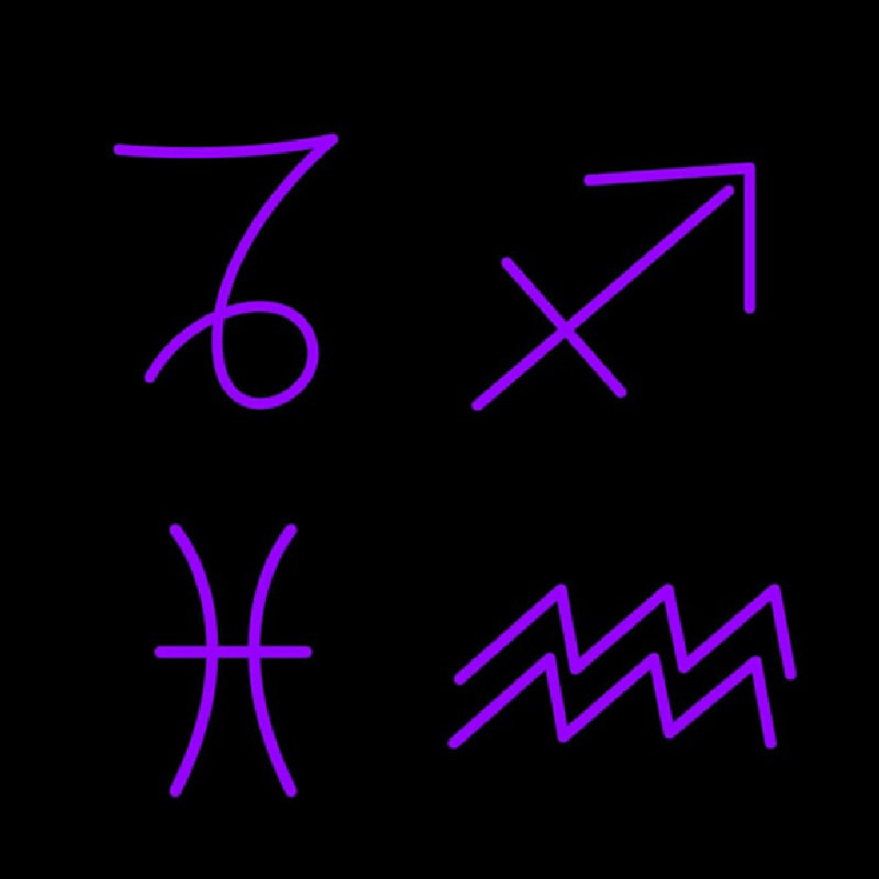 Set of Zodiac Sagittarius Capricorn Aquarius Pisces Neontábla