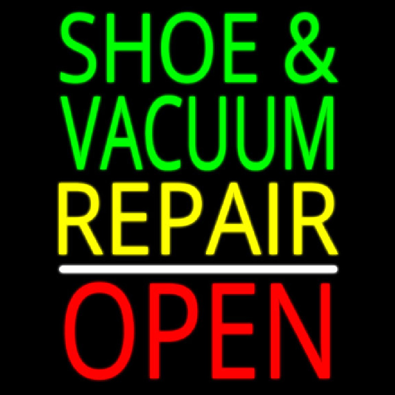 Shoe And Vacuum Repair Open Neontábla