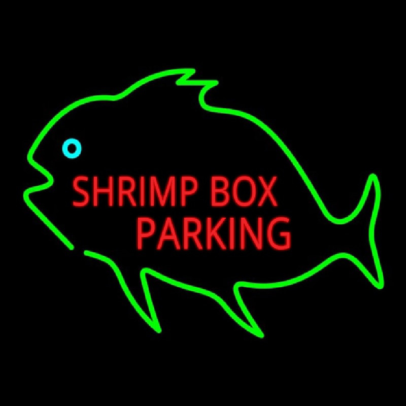 Shrimp Bo  Parking With Green Fish Neontábla