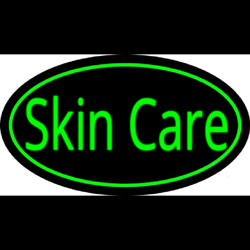 Skin Care Oval Green Neontábla