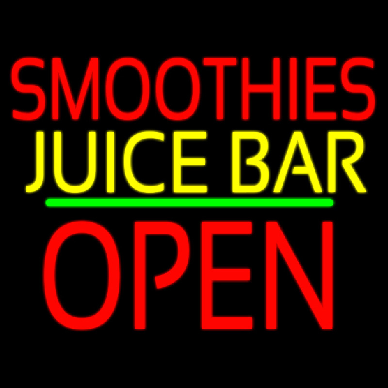 Smoothies Juice Bar Block Open Green Line Neontábla