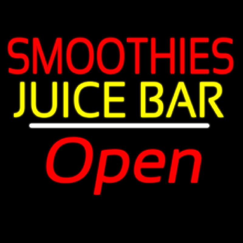 Smoothies Juice Bar Open White Line Neontábla