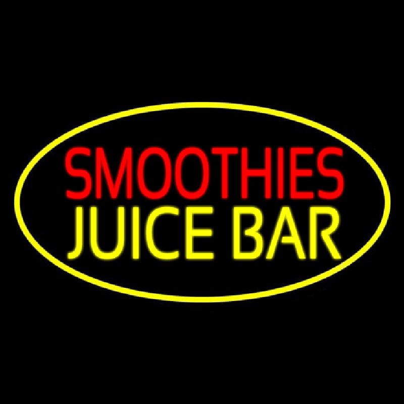 Smoothies Juice Bar Oval Yellow Neontábla