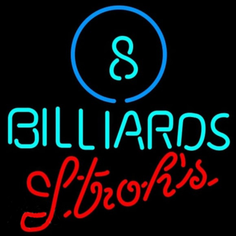 Strohs Ball Billiards Pool Beer Sign Neontábla