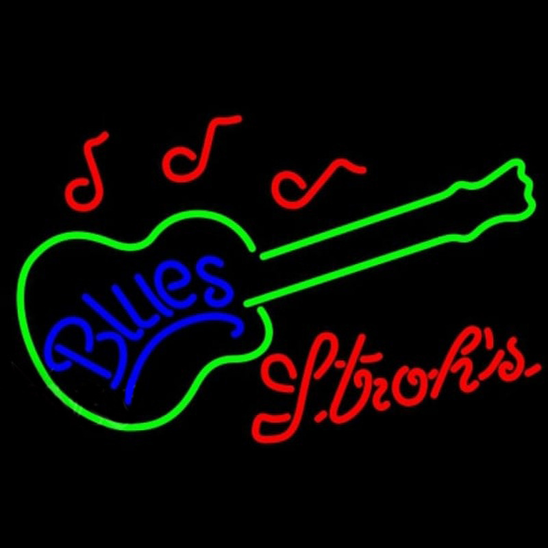 Strohs Blues Guitar Beer Sign Neontábla