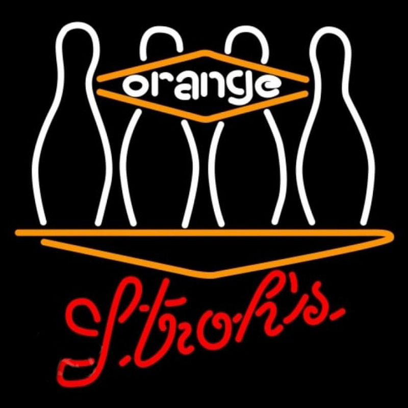 Strohs Bowling Orange Beer Sign Neontábla