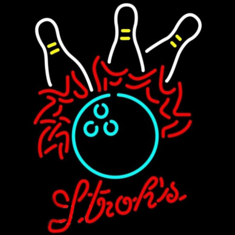 Strohs Bowling Pool Beer Sign Neontábla