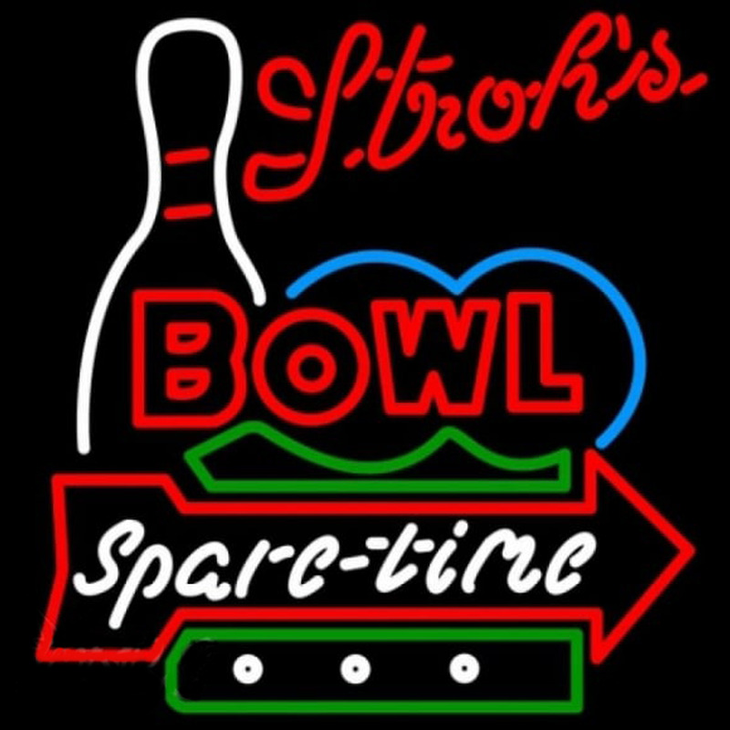 Strohs Bowling Spare Time Beer Sign Neontábla