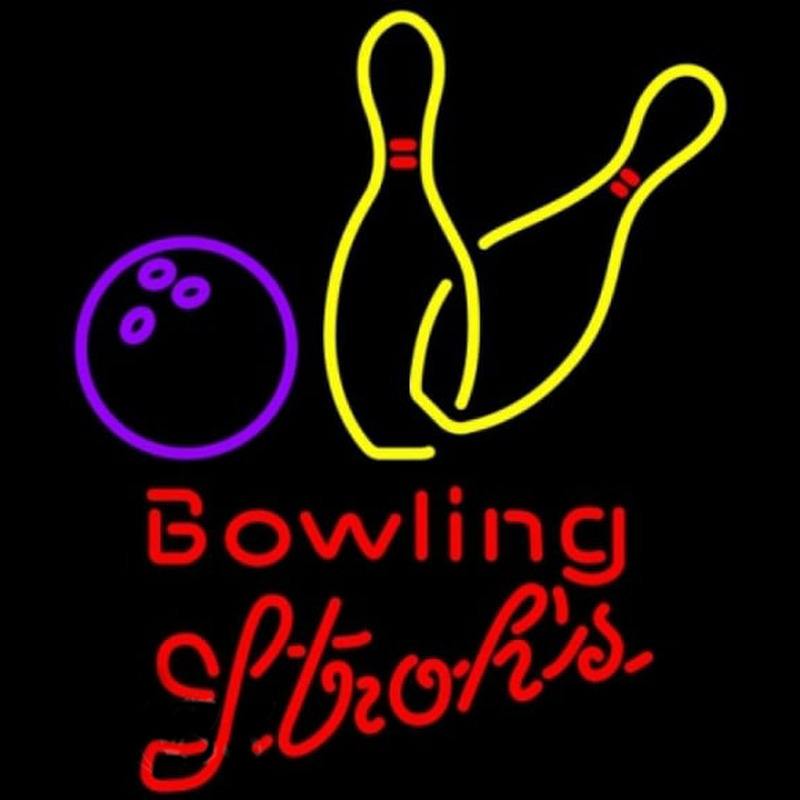 Strohs Bowling Yellow Beer Sign Neontábla