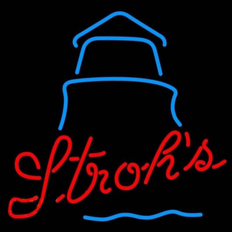 Strohs Day Lighthouse Beer Sign Neontábla
