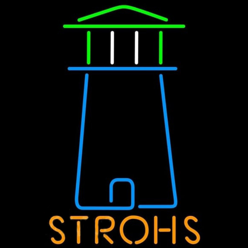Strohs Lighthouse Art Beer Sign Neontábla