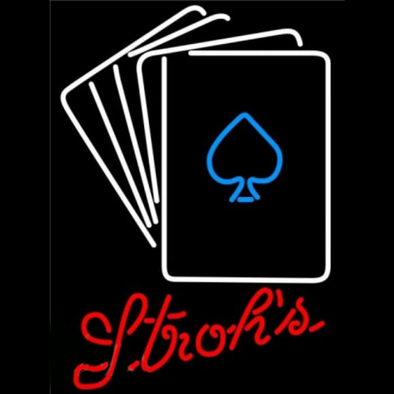 Strohs Poker Cards Beer Sign Neontábla