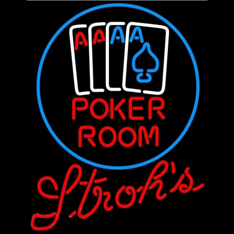 Strohs Poker Room Beer Sign Neontábla