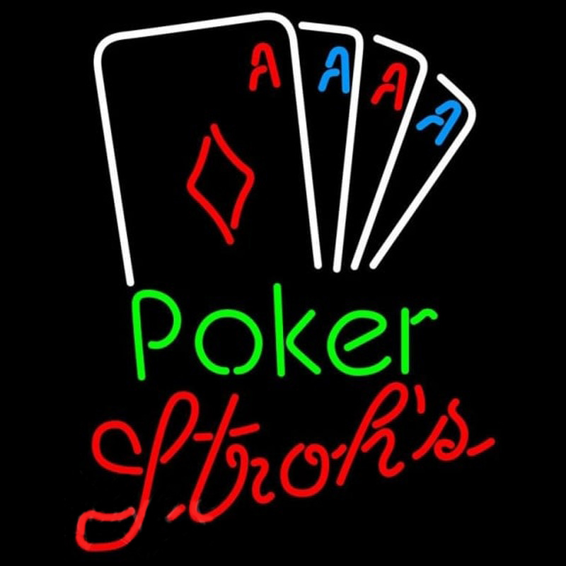 Strohs Poker Tournament Beer Sign Neontábla