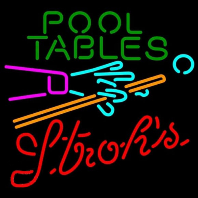Strohs Pool Tables Billiards Beer Sign Neontábla