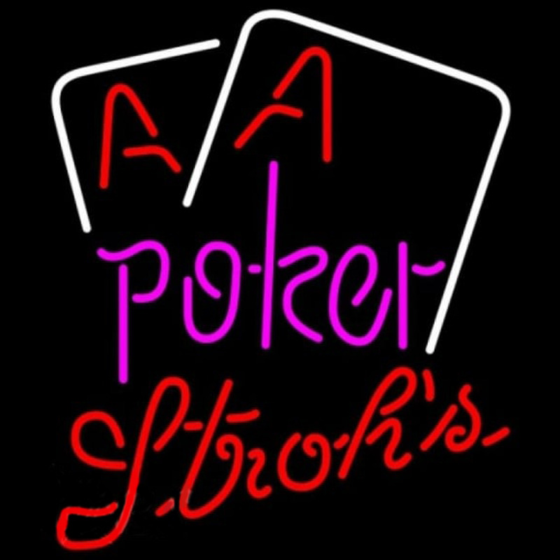 Strohs Purple Lettering Red Aces White Cards Poker Beer Sign Neontábla