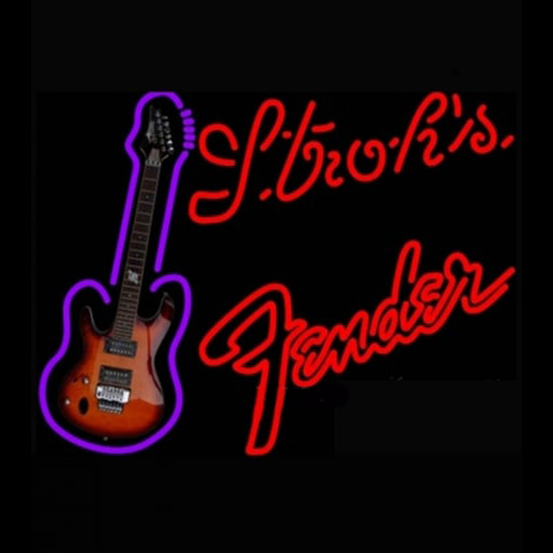 Strohs Red Fender Guitar Neontábla