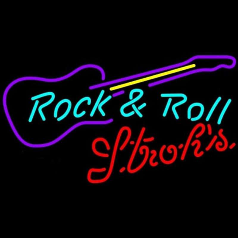 Strohs Rock N Roll Guitar Beer Sign Neontábla