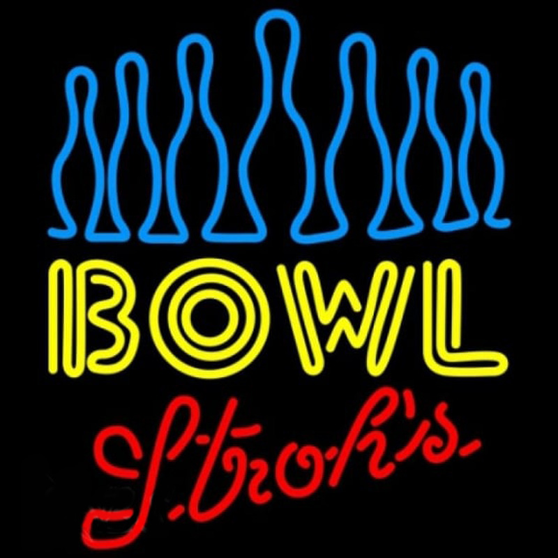 Strohs Ten Pin Bowling Beer Sign Neontábla