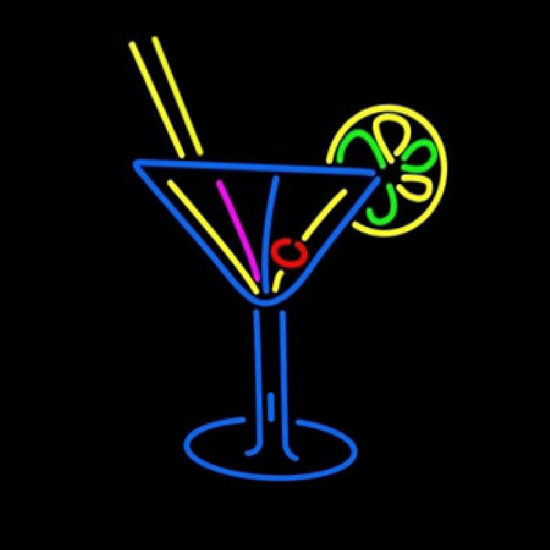 Stylized Cocktail Or Martini Glass With Lime Slice Neontábla