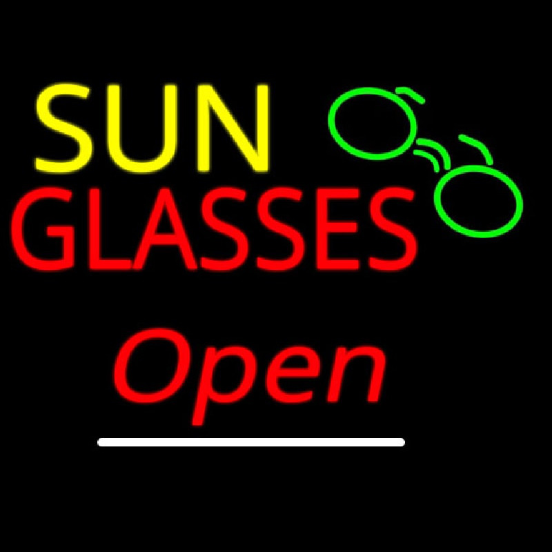 Sun Glasses Open White Line Neontábla