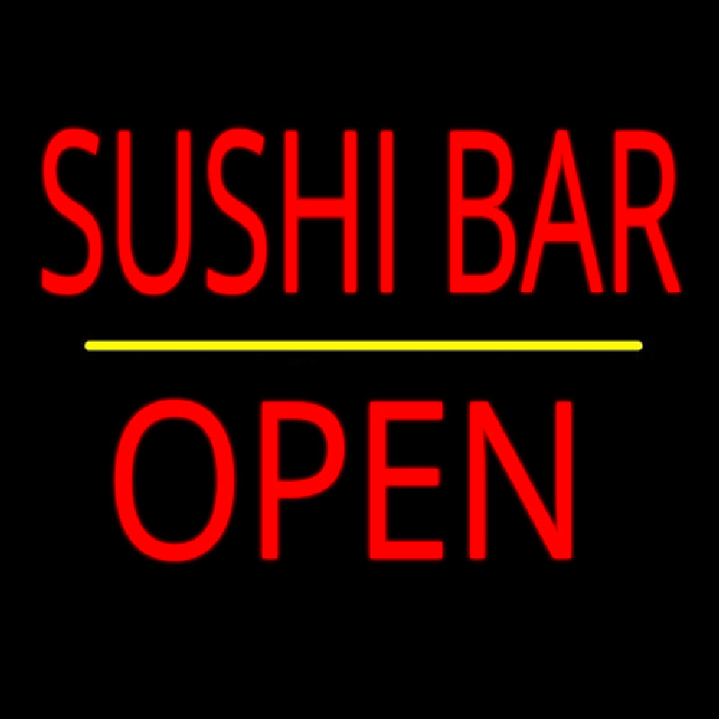 Sushi Bar Open Yellow Line Neontábla
