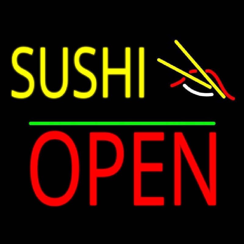 Sushi Block Open Green Line Neontábla