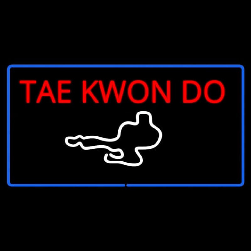 Tae Kwon Do Logo Rectangle Blue Neontábla