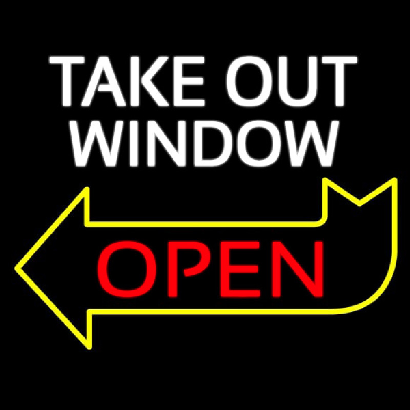 Take Out Window Left Yellow Open Arrow Neontábla