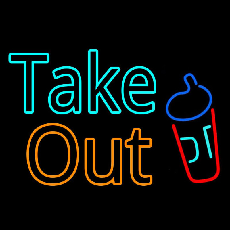 Take Out With Wine Glass Neontábla