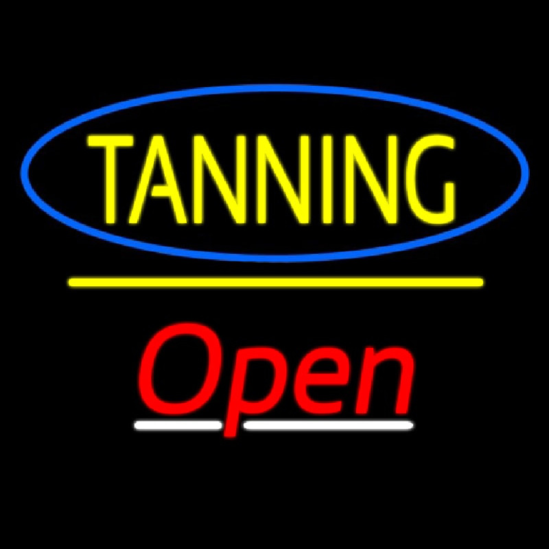 Tanning Open Yellow Line Neontábla