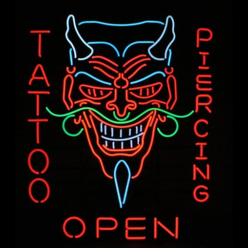 Tattoo Body Piercing Shop OPEN Neontábla