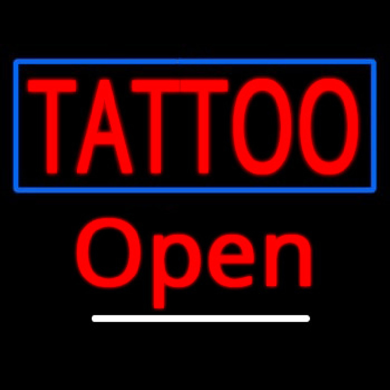Tattoo With Blue Border Open Neontábla