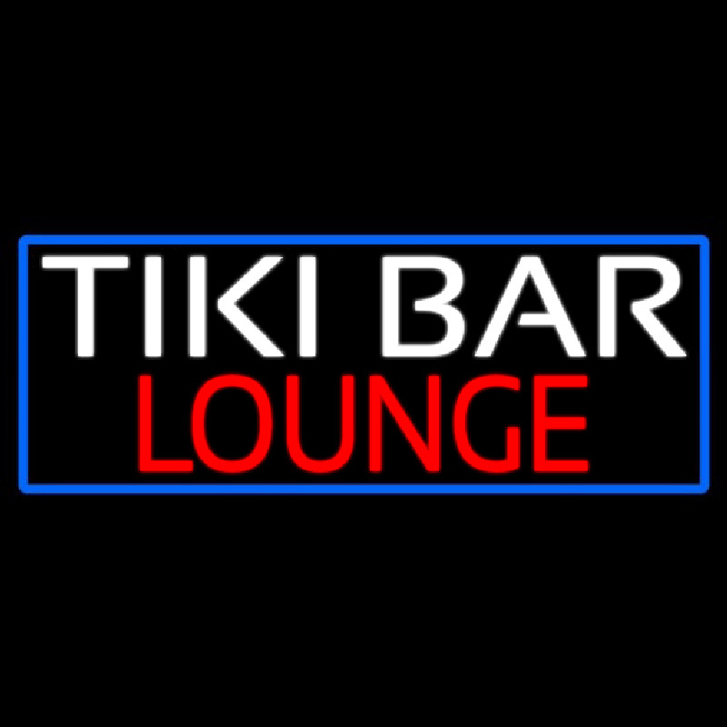 Tiki Bar Lounge With Blue Border Neontábla