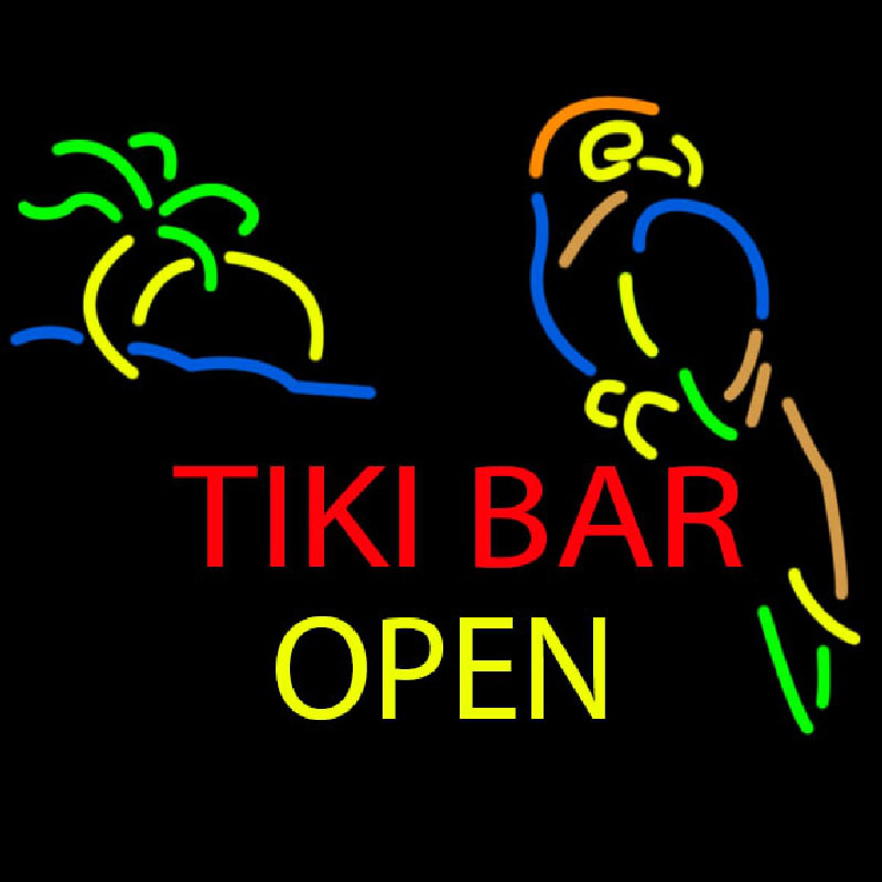 Tiki Bar Open Neontábla