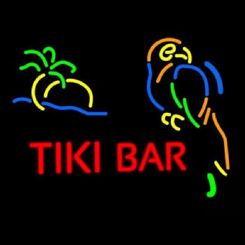 Tiki Bar With Parrot Neontábla