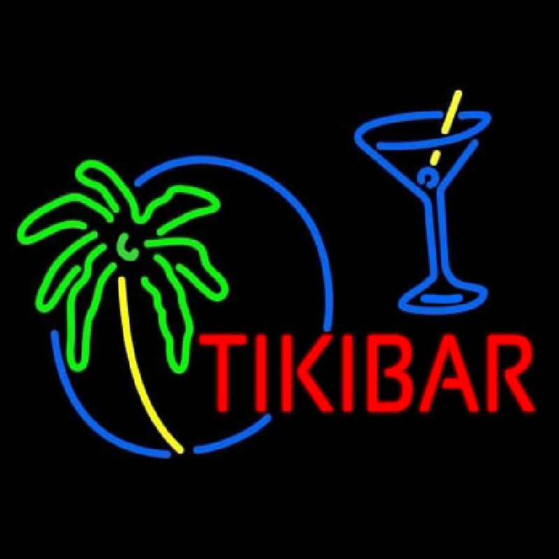 Tiki Bar With Wine Glass Neontábla