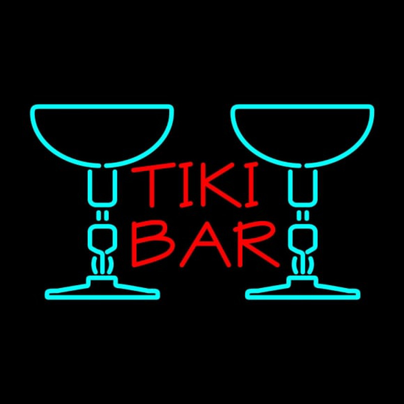 Tiki Bar with Two Martini Glasses Neontábla