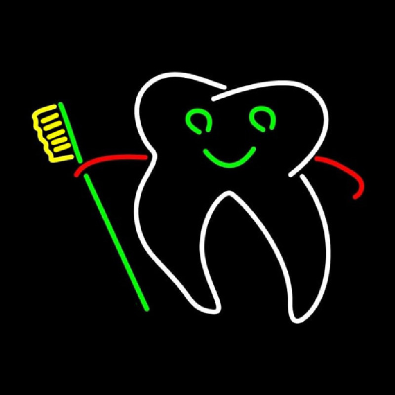 Tooth With Brush Logo Neontábla