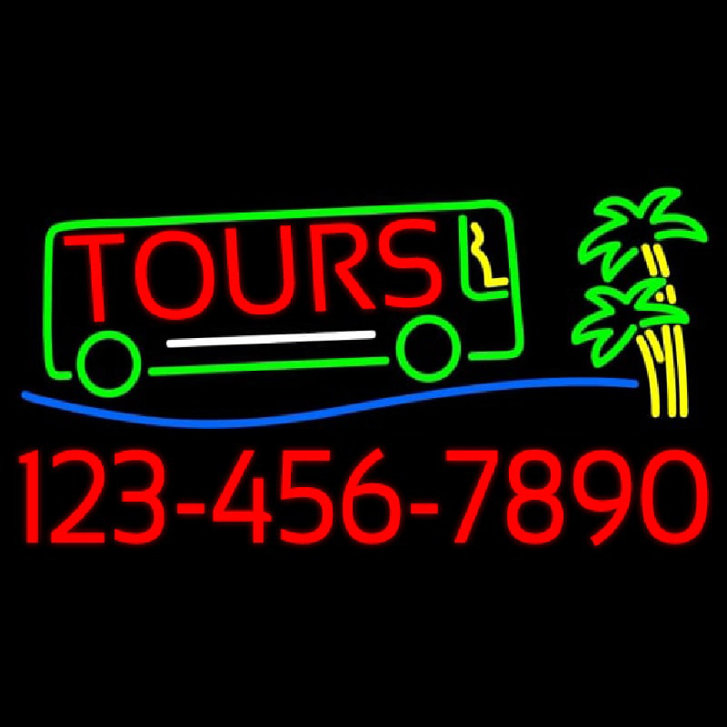 Tours With Phone Number Neontábla