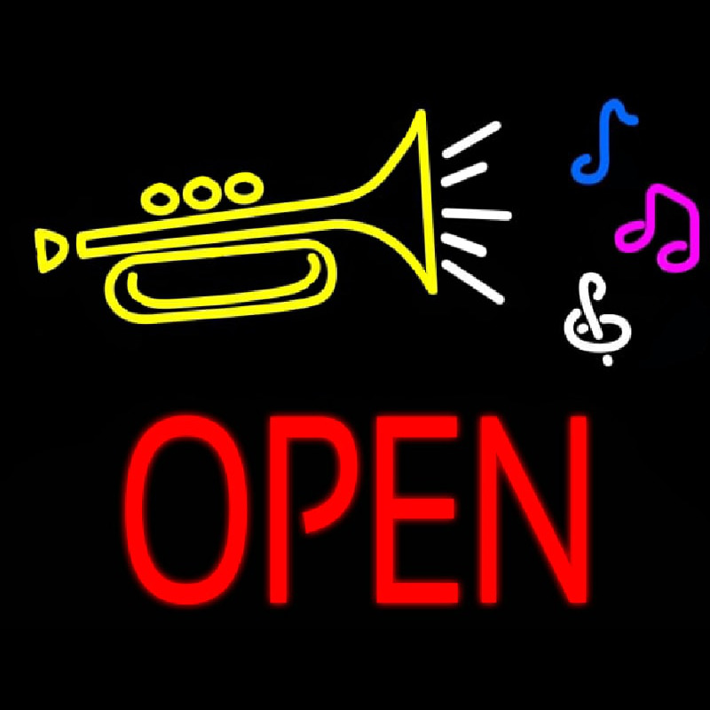 Trumpet Logo Open Block Neontábla