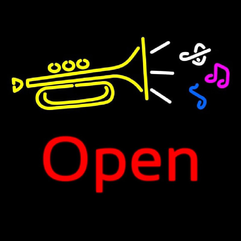 Trumpet Logo Open Neontábla