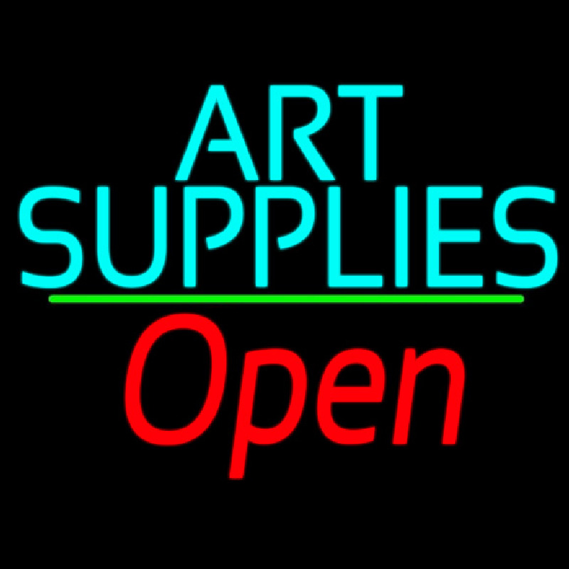 Turquoise Art Supplies With Open 2 Neontábla
