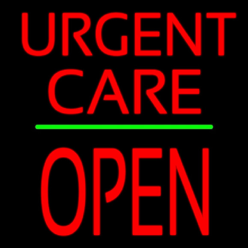 Urgent Care Block Open Green Line Neontábla